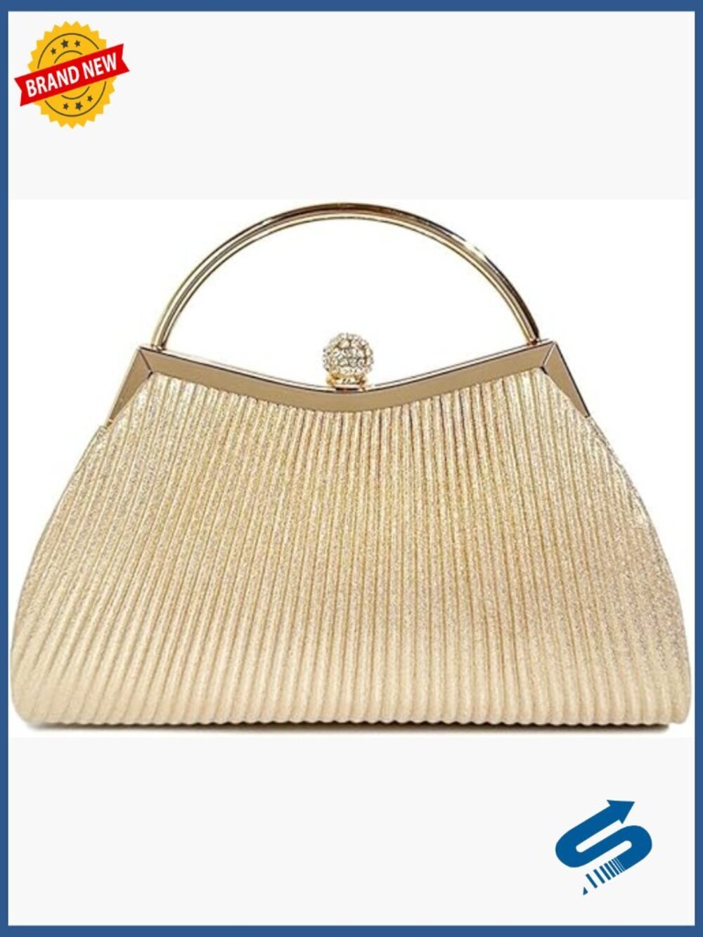 Sparkly Glitter Evening Bag Clutch Purse with Detachable Chain Strap